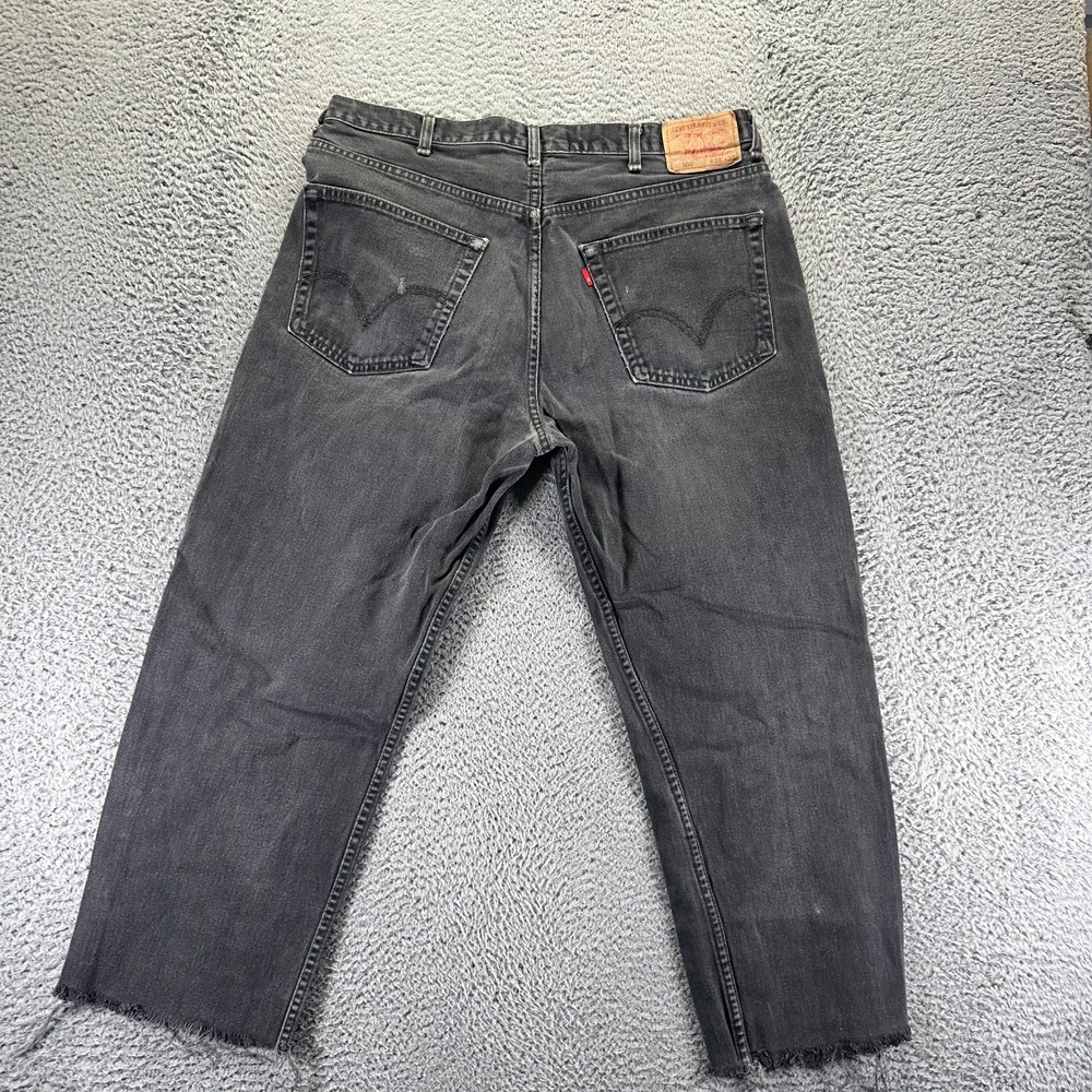 Vintage Levi's 550 Jeans Mens 37x27 Black Cotton Denim Straight Workwear Relaxed - Picture 6 of 12